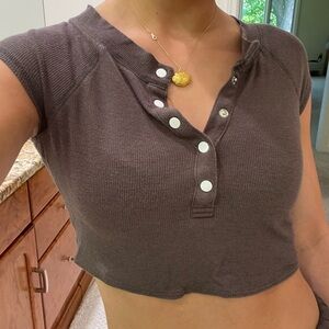 Brown, XS, Out From Under crop top